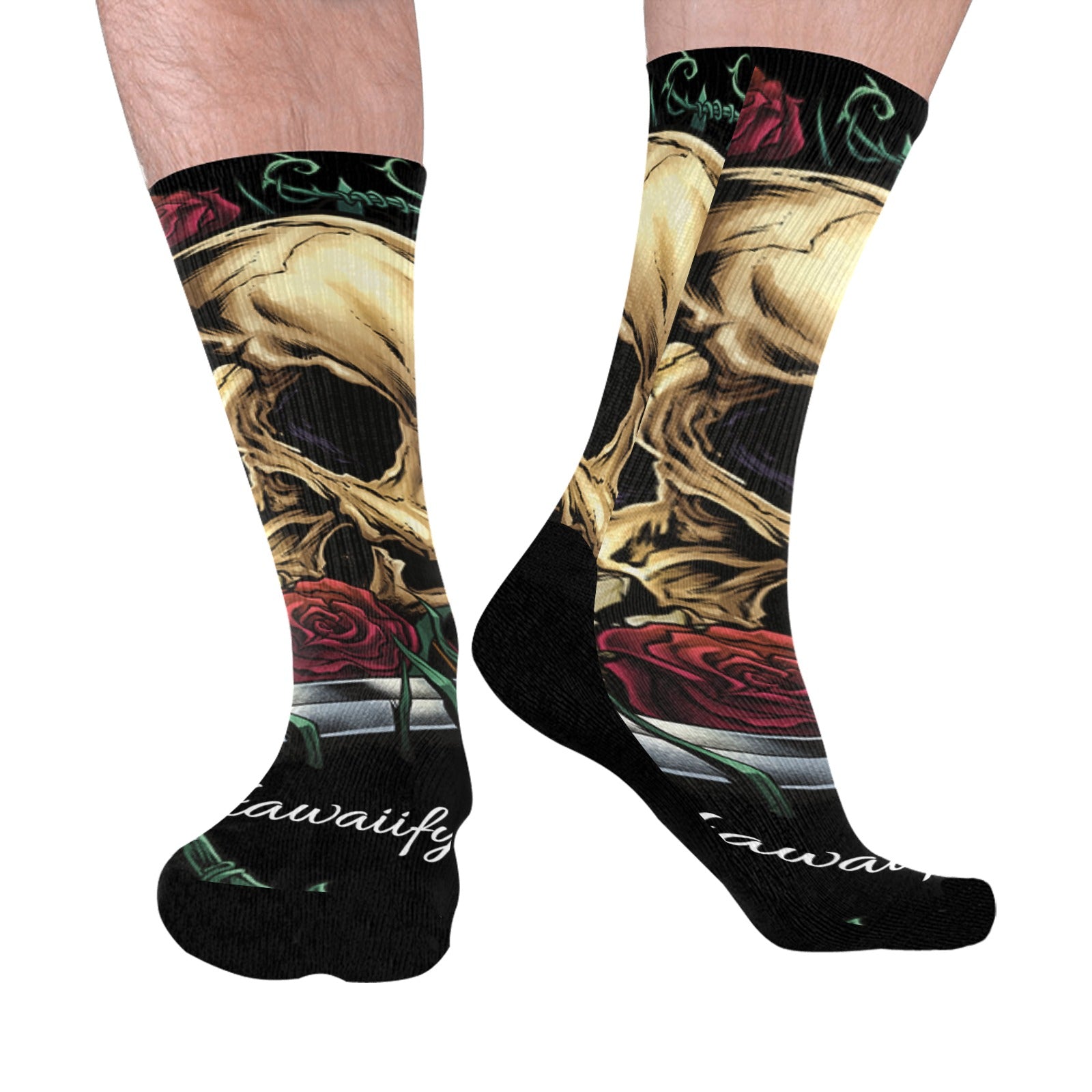 Rebel Rose: Men's Skull & Rose All Over Print Socks