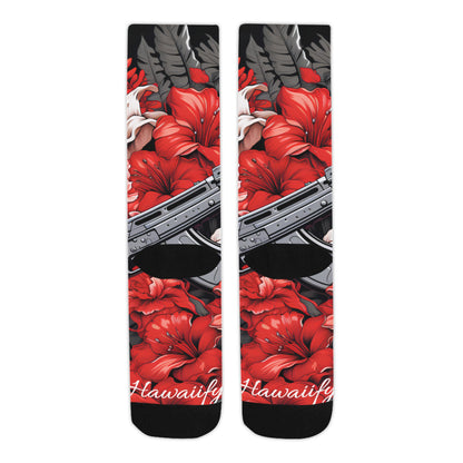 Red Floral Machine Gun Socks