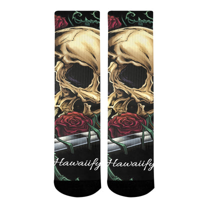 Rebel Rose: Men's Skull & Rose All Over Print Socks