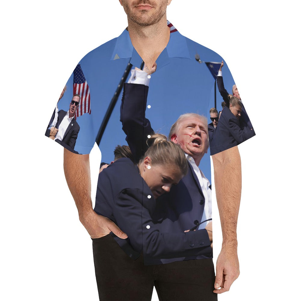 Trump 2024 Assassination Attempt Men's All Over Print Hawaiian Shirt