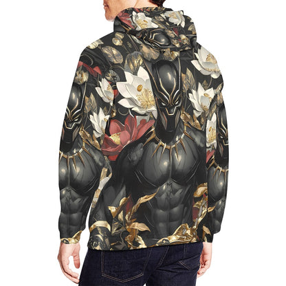 Black Panther Floral Men's All Over Print Hoodie