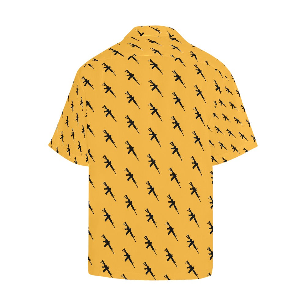 Limited Edition Men's Hawaiian Shirt with M4A1 Repeating Design - Hawaiify Exclusive - Yellow