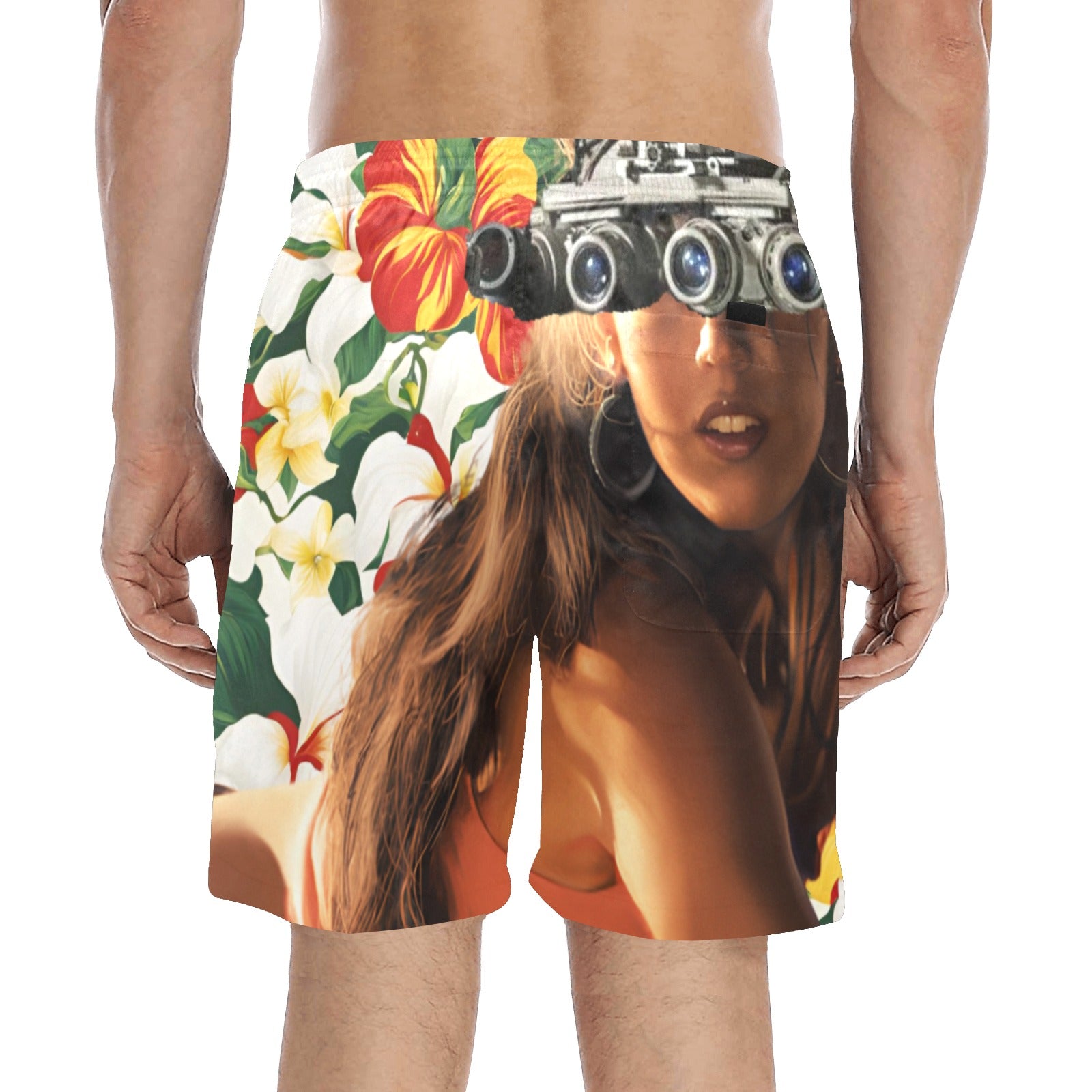 Megan Fox Quad Nods Men's Mid-Length Beach Shorts