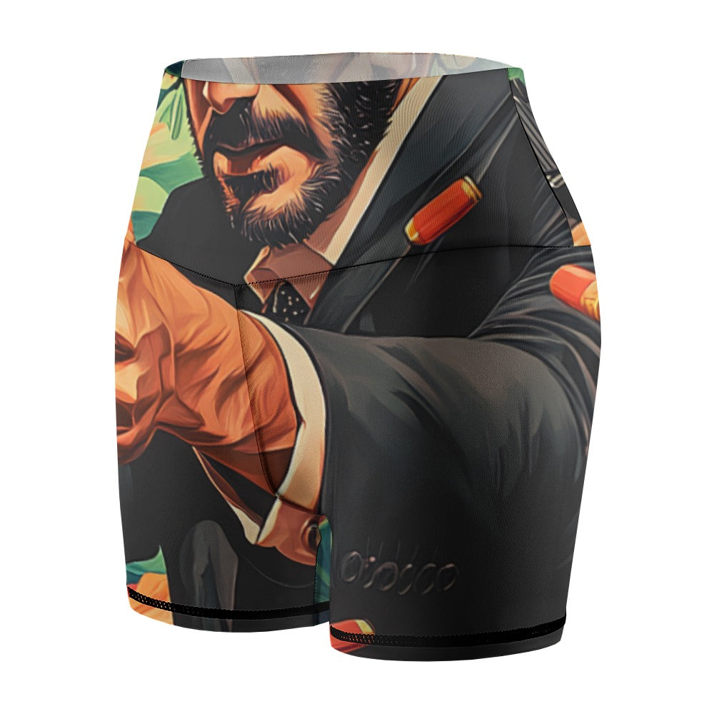 John Wick Floral Women's Slim Fit Sports Yoga Shorts