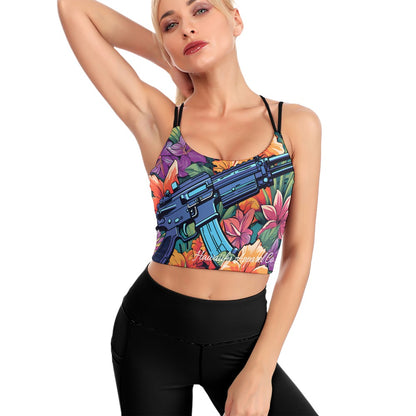 M4 Floral Cropped Yoga Top for Women