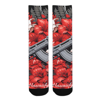 Red Floral Machine Gun Socks