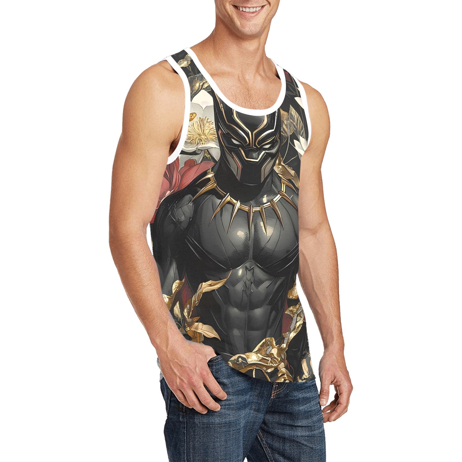 Black Panther Floral Men's Tank Top