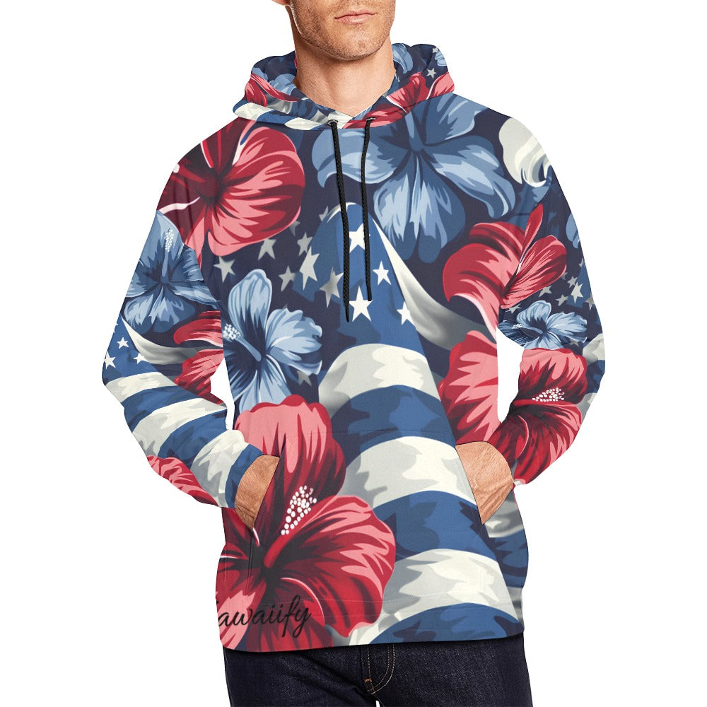 Men's All Over Print Hoodie - July 4th Parade - Blue Edition