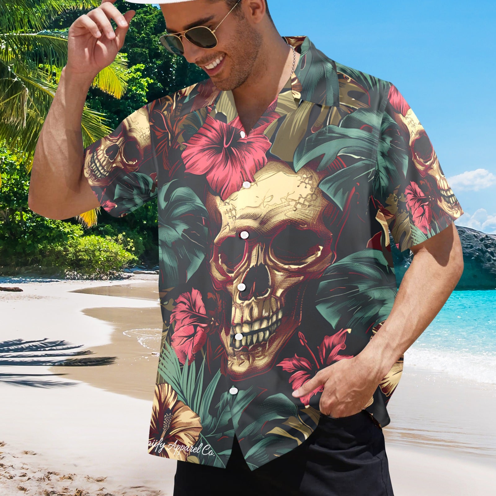 Dia de los Muertos Skully Men's Hawaiian - Made in USA