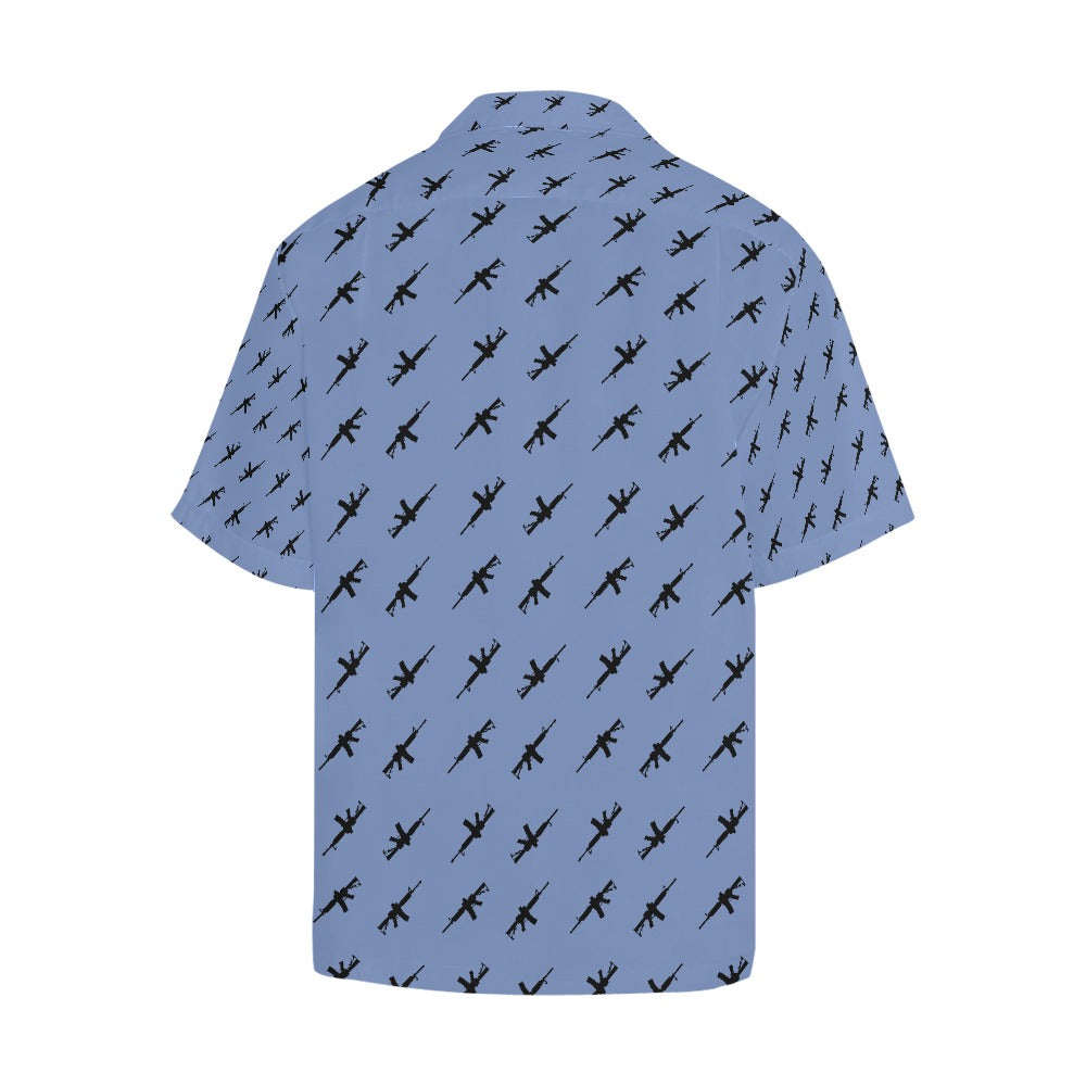 Limited Edition Men's Hawaiian Shirt with M4A1 Repeating Design - Hawaiify Exclusive - Blue