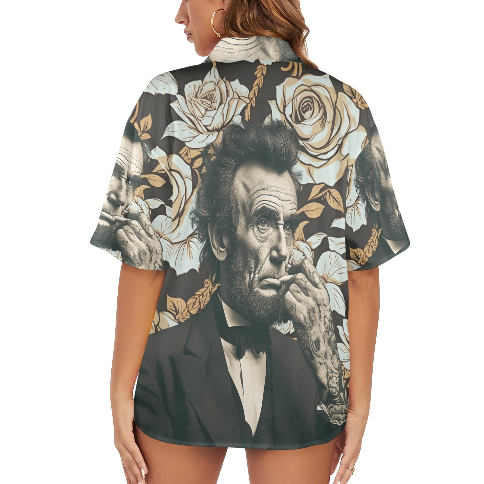 Abraham Lincoln Hand Tats Women's Hawaiian Shirt