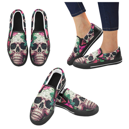 Dia de los Muertos Rosé Men's Slip-on Canvas Shoes