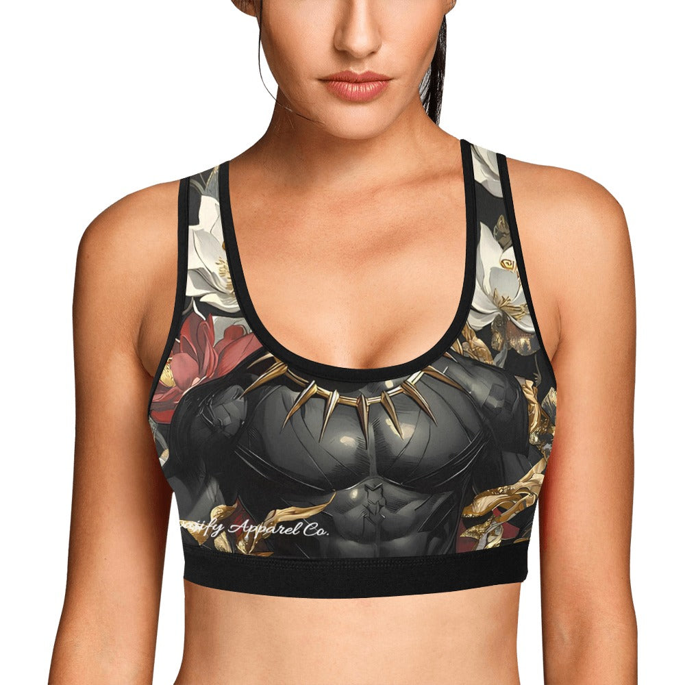 Black Panther Floral Women's Sports Bra