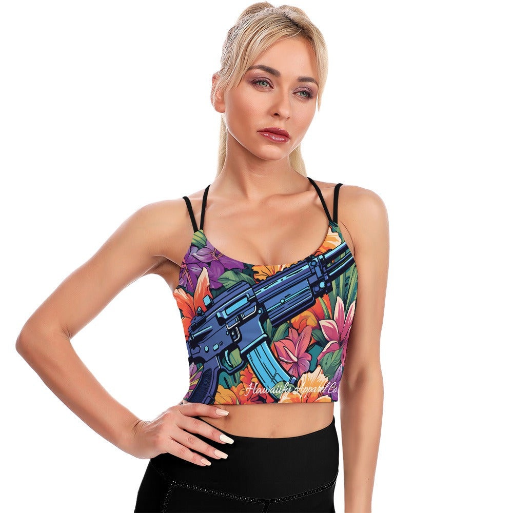 M4 Floral Cropped Yoga Top for Women