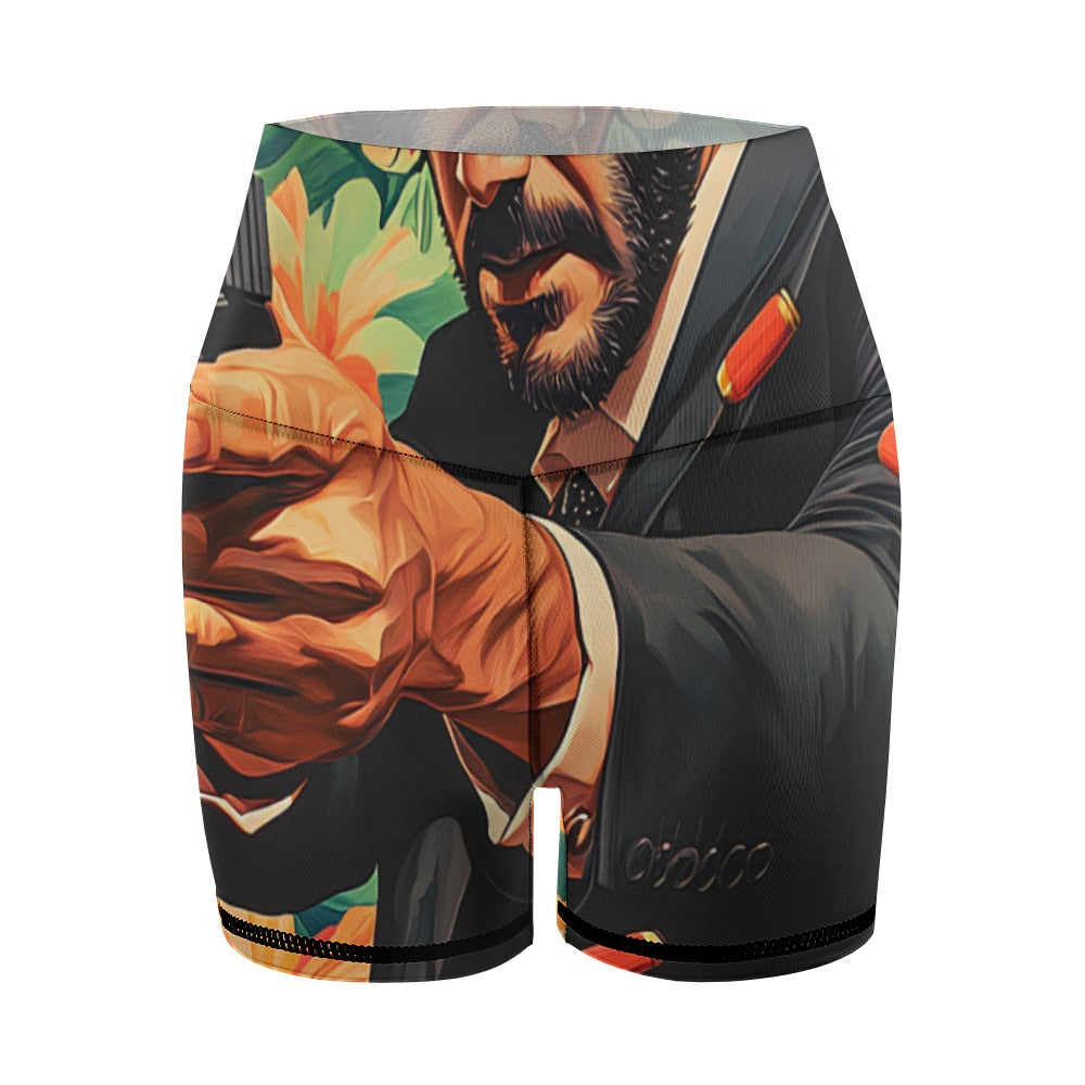 John Wick Floral Women's Slim Fit Sports Yoga Shorts