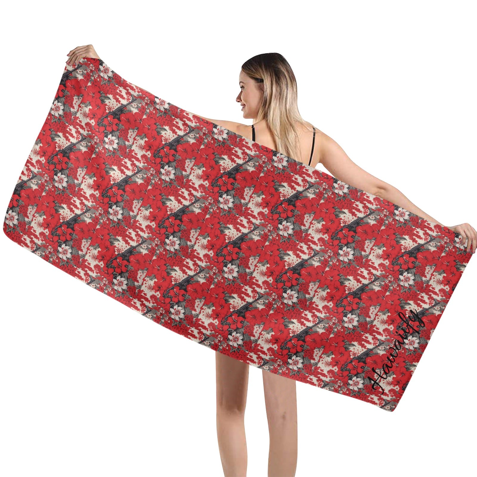 Samurai Sunflower Red Beach Towel 29"x58"