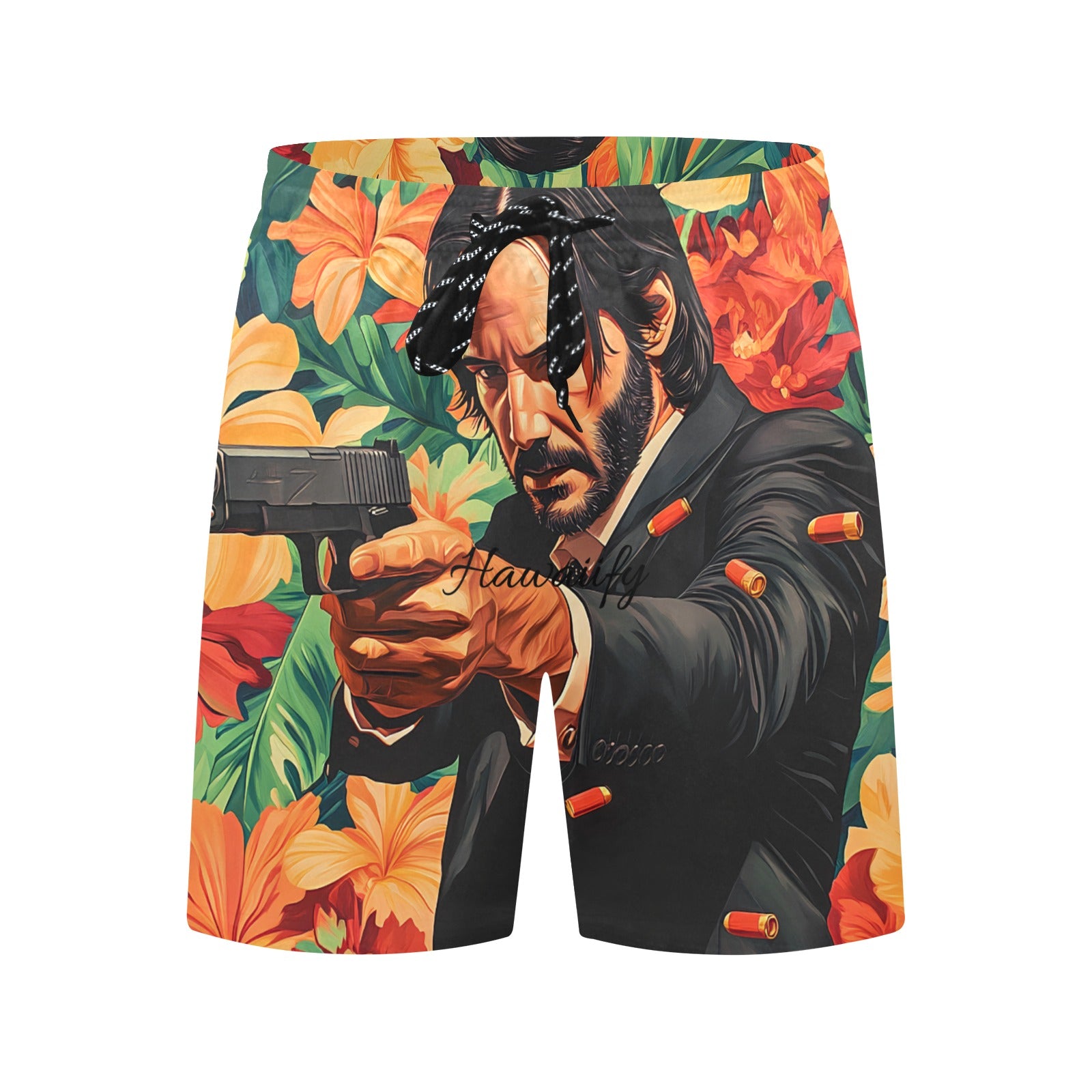 John Wick Floral Men's Mid-Length Beach Shorts