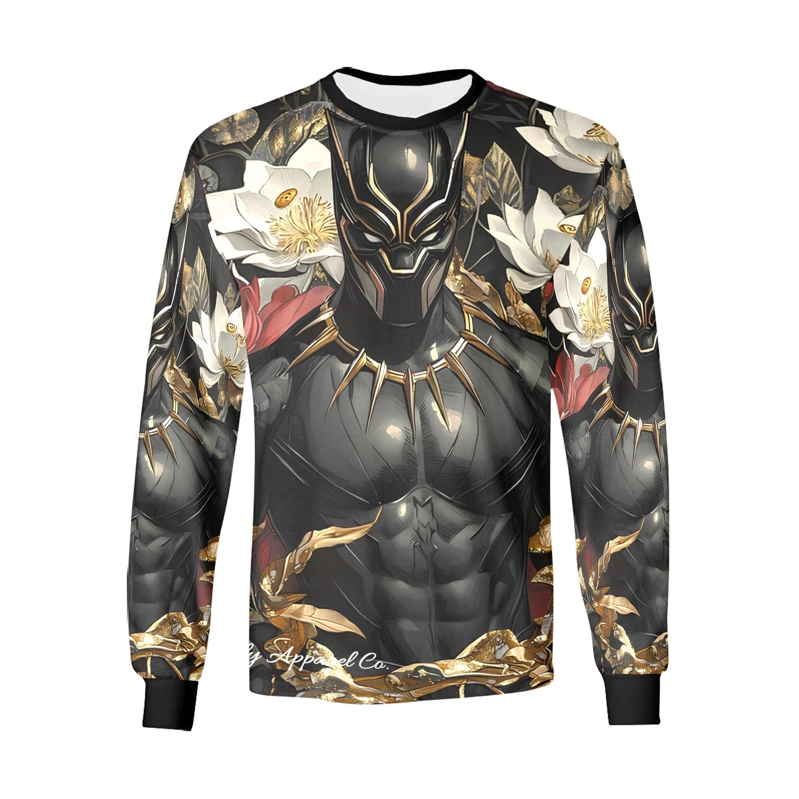 Black Panther Floral Men's Long Sleeve T-shirt