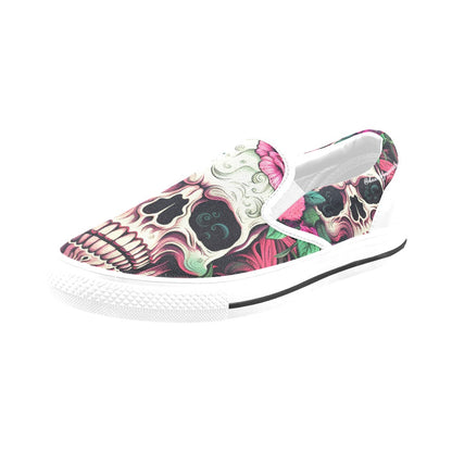 Dia de los Muertos Rosé Slip-on Canvas Women's Shoes