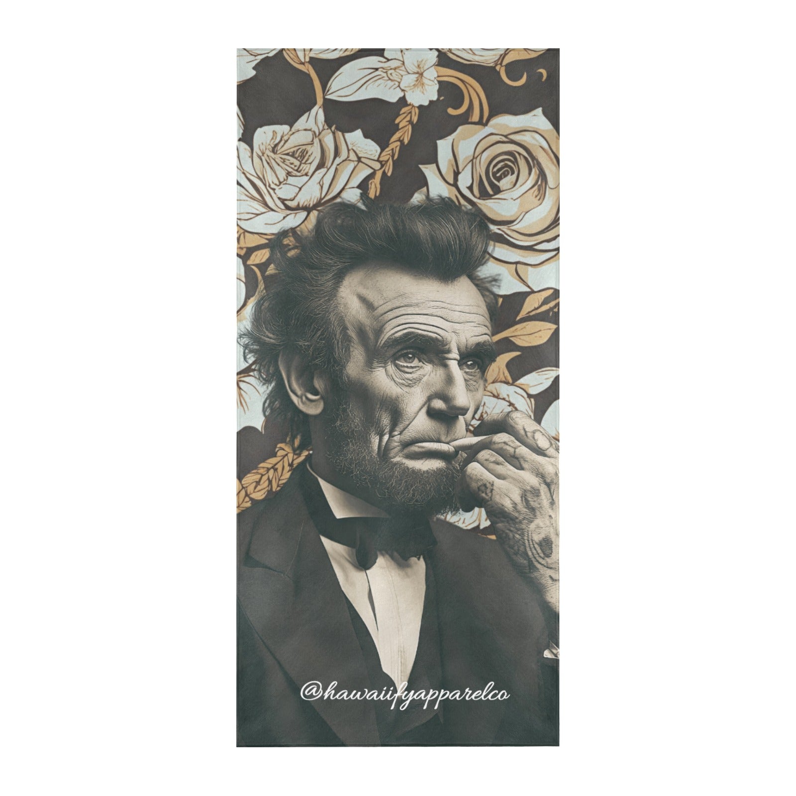 Abraham Lincoln Hand Tats Beach Towel Suede  31.5"x 71"