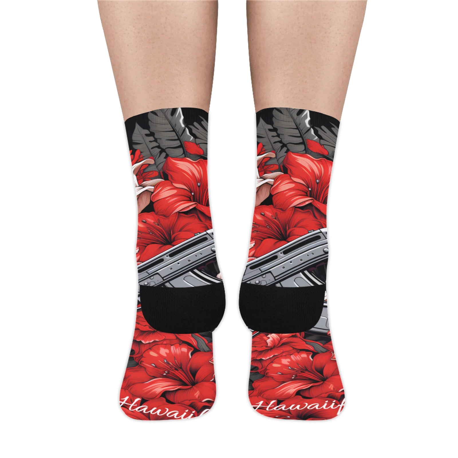 Red Floral Machine Gun Socks