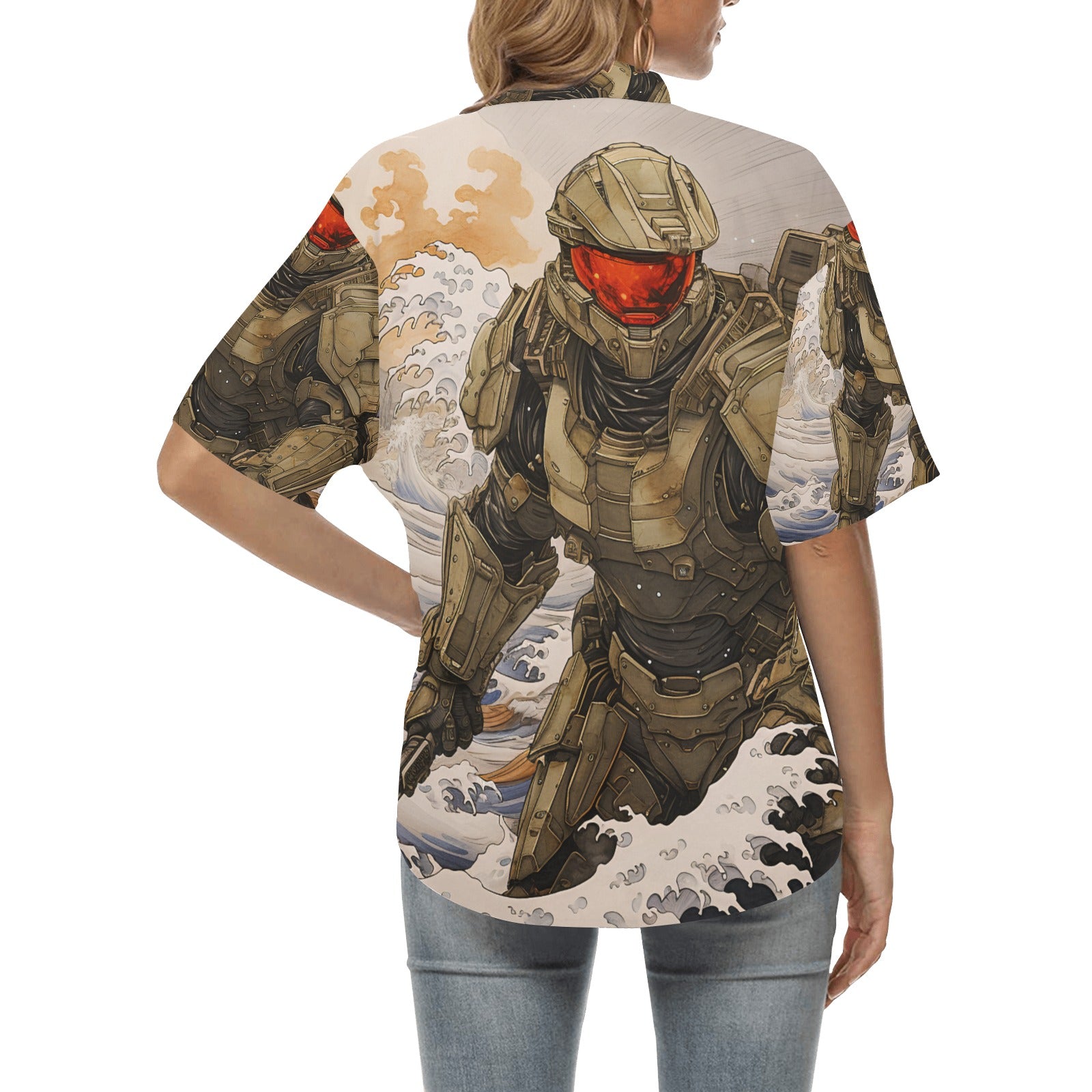 Master Chief Samurai Kona Wave Women's Hawaiian Shirt