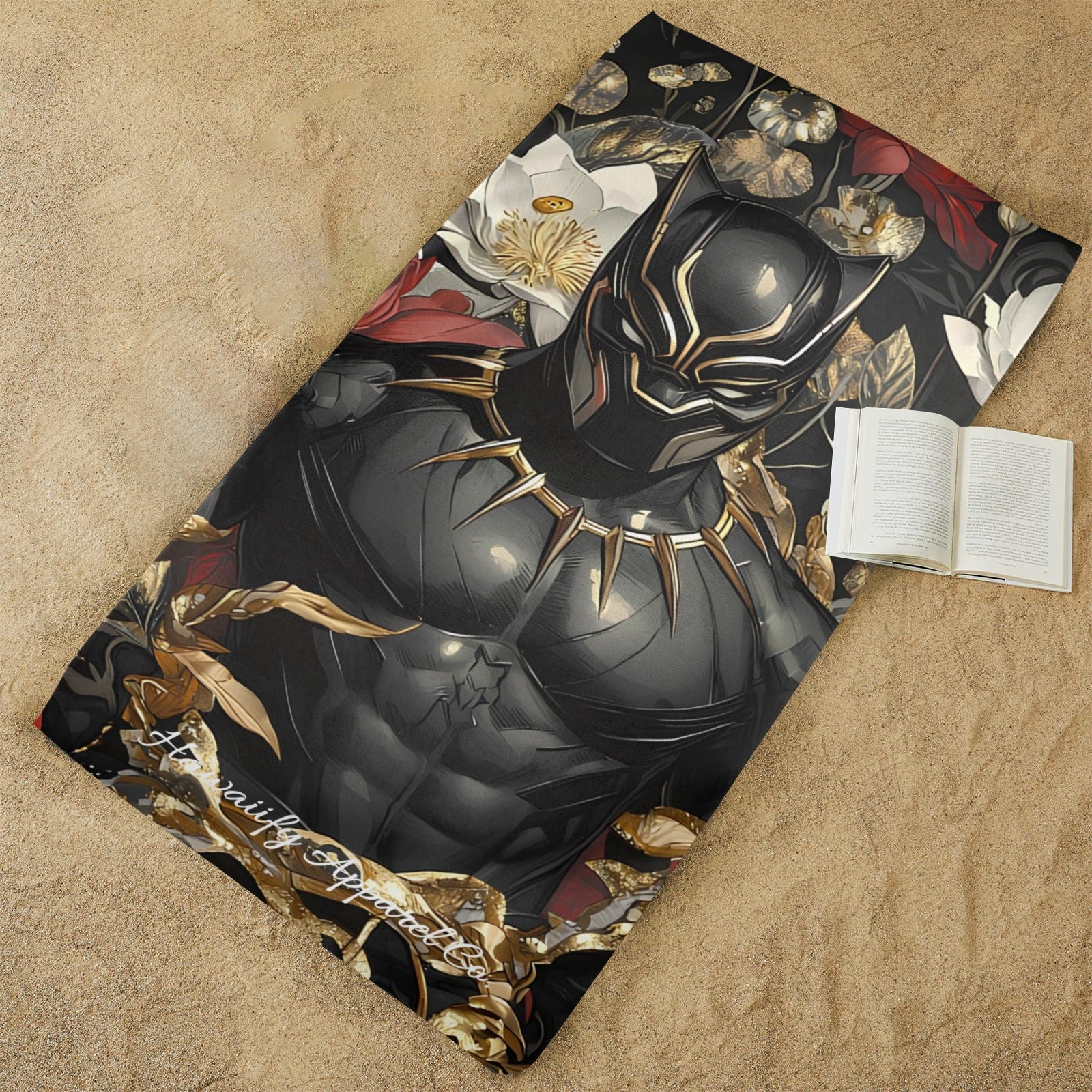 Black Panther Floral Beach Towel 29"x58"