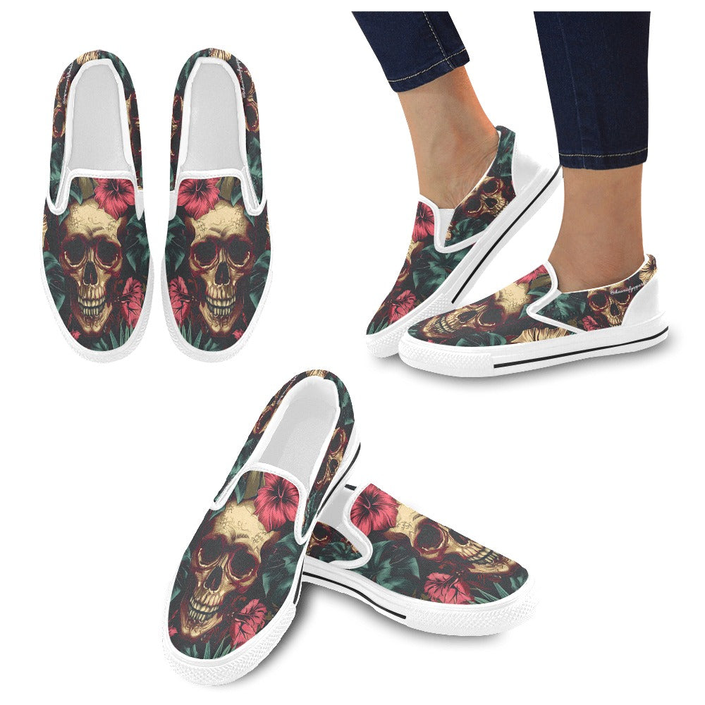 Dia De Los Muertos Slip-on Canvas Women's Shoes