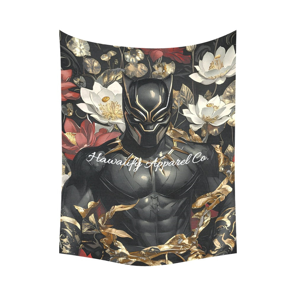 Black Panther Floral Cotton Linen Wall Tapestry 60"x 80"