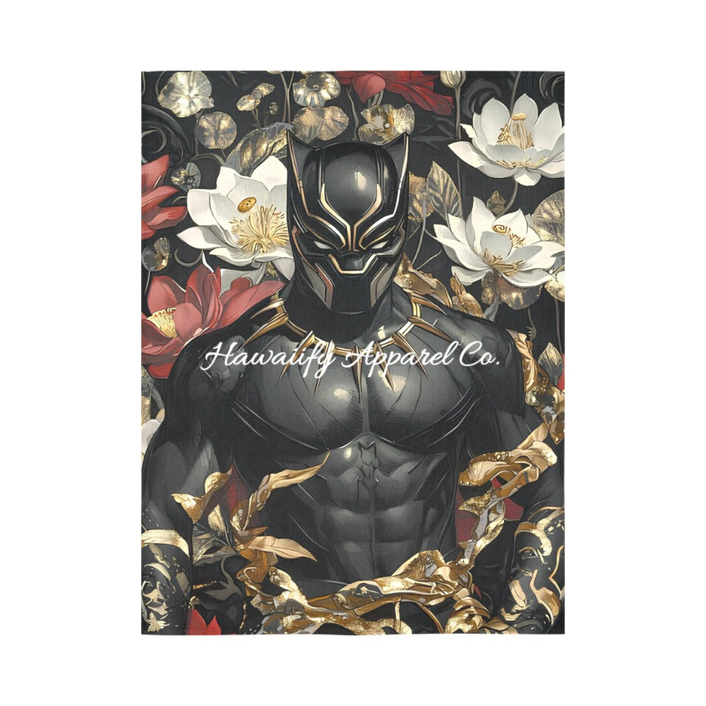 Black Panther Floral Cotton Linen Wall Tapestry 60"x 80"