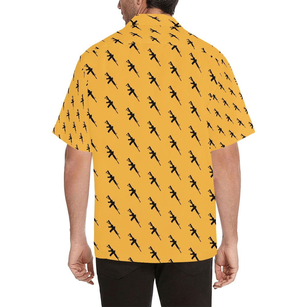 Limited Edition Men's Hawaiian Shirt with M4A1 Repeating Design - Hawaiify Exclusive - Yellow