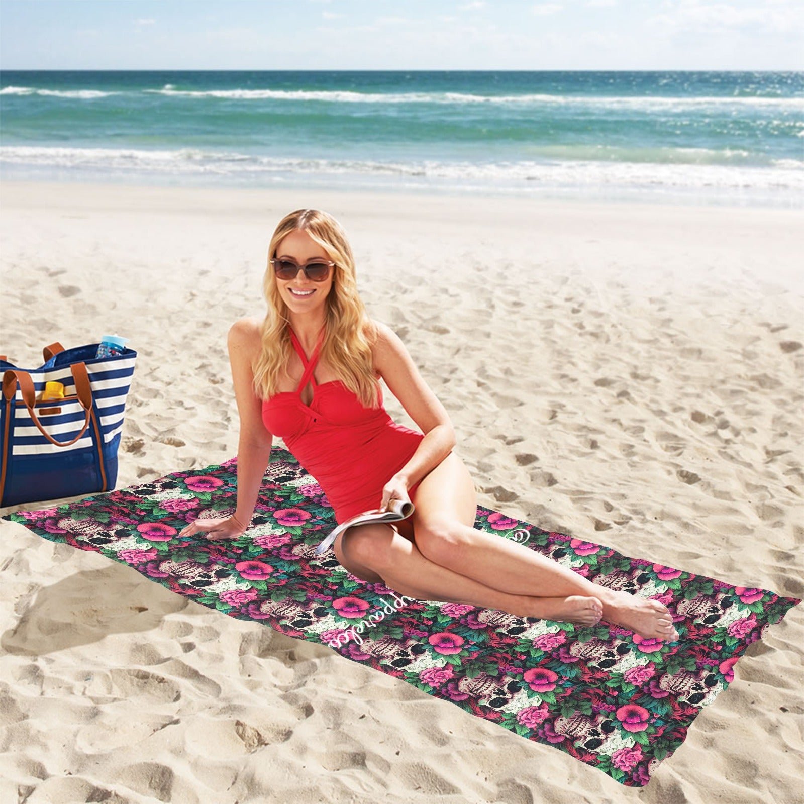 Dia de los Muertos Rosé Beach Towel