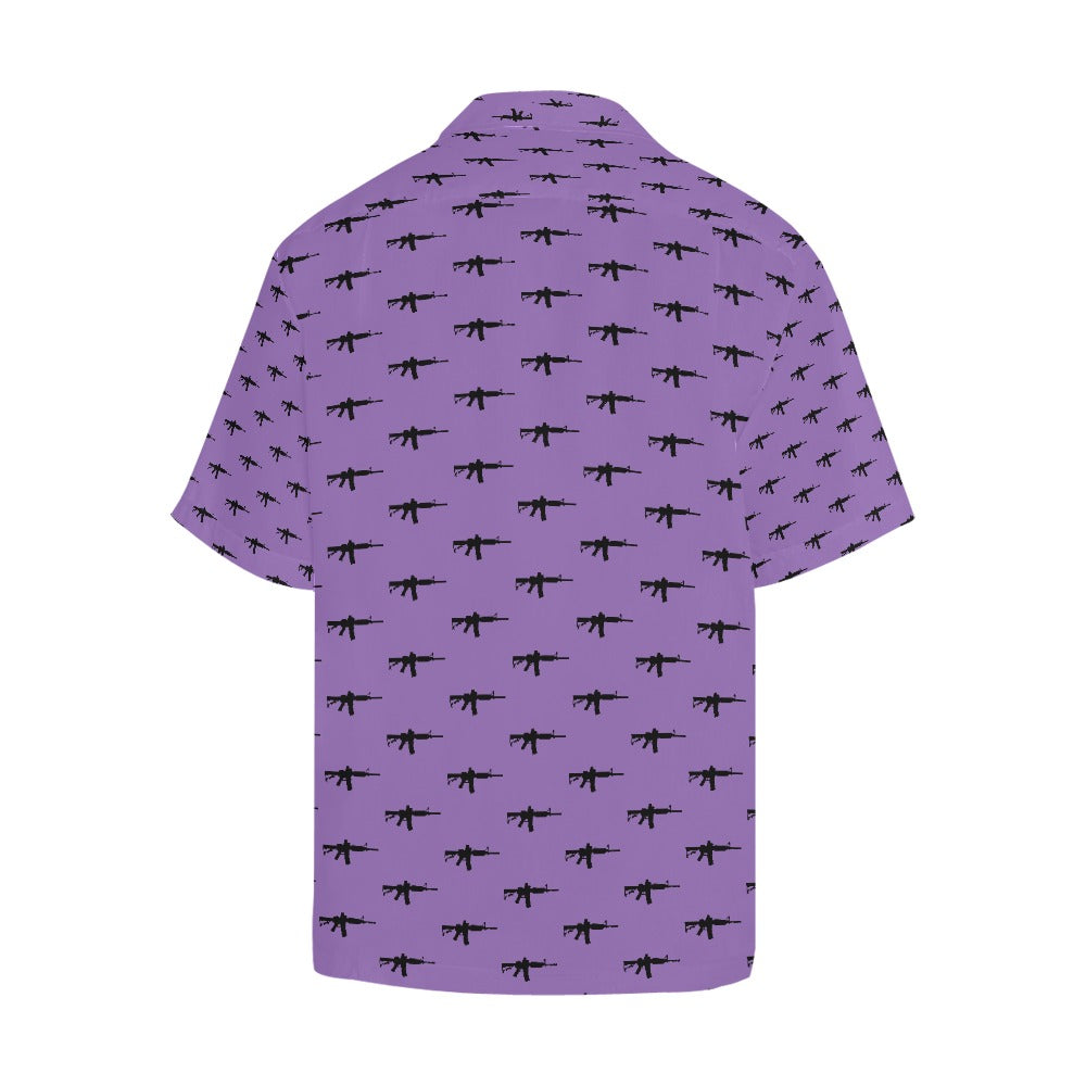 Limited Edition Men's Hawaiian Shirt with M4A1 Repeating Design - Hawaiify Exclusive - Purple