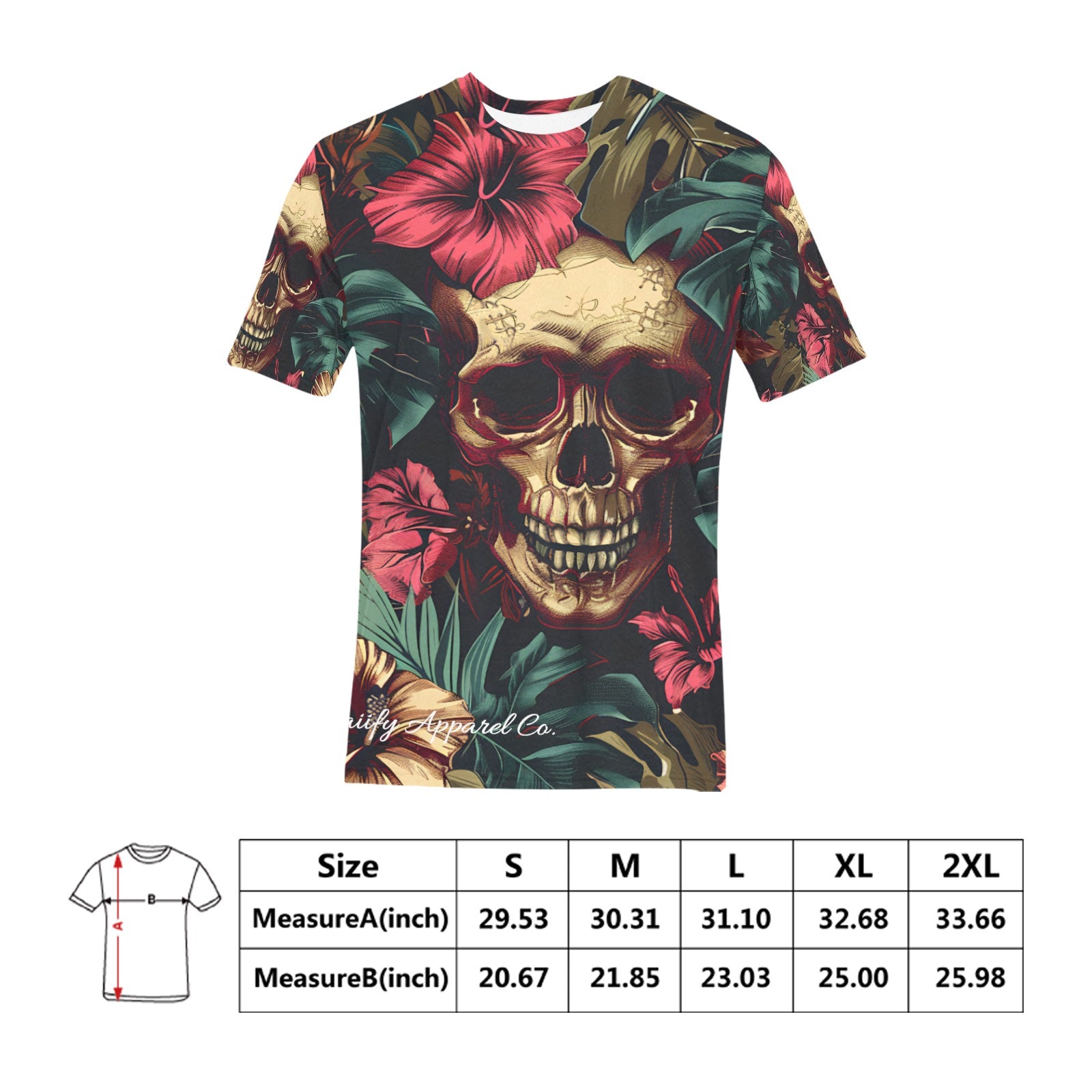 Men's Cotton Dia de los Muertos Skully T-Shirt