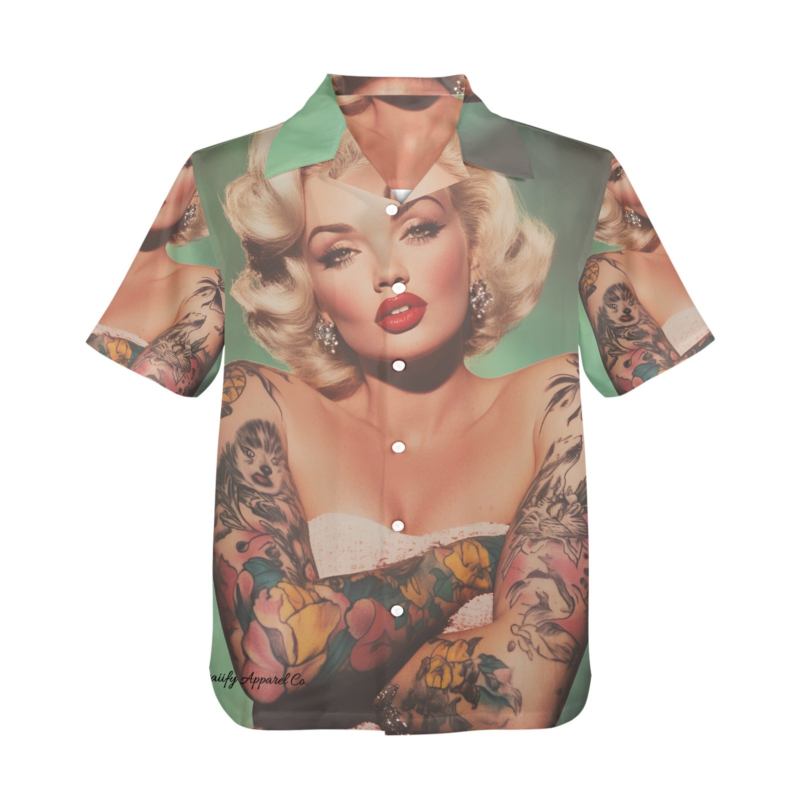 Marilyn Monroe Tatted Chest Piece Men's All Over Print Hawaiian Shirt