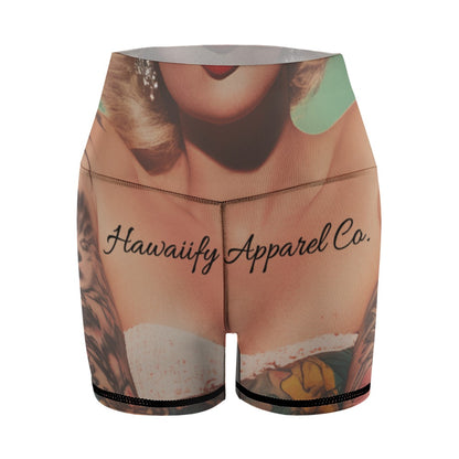 Tatted Marilyn Monroe Women's Slim Fit Sports Yoga Shorts