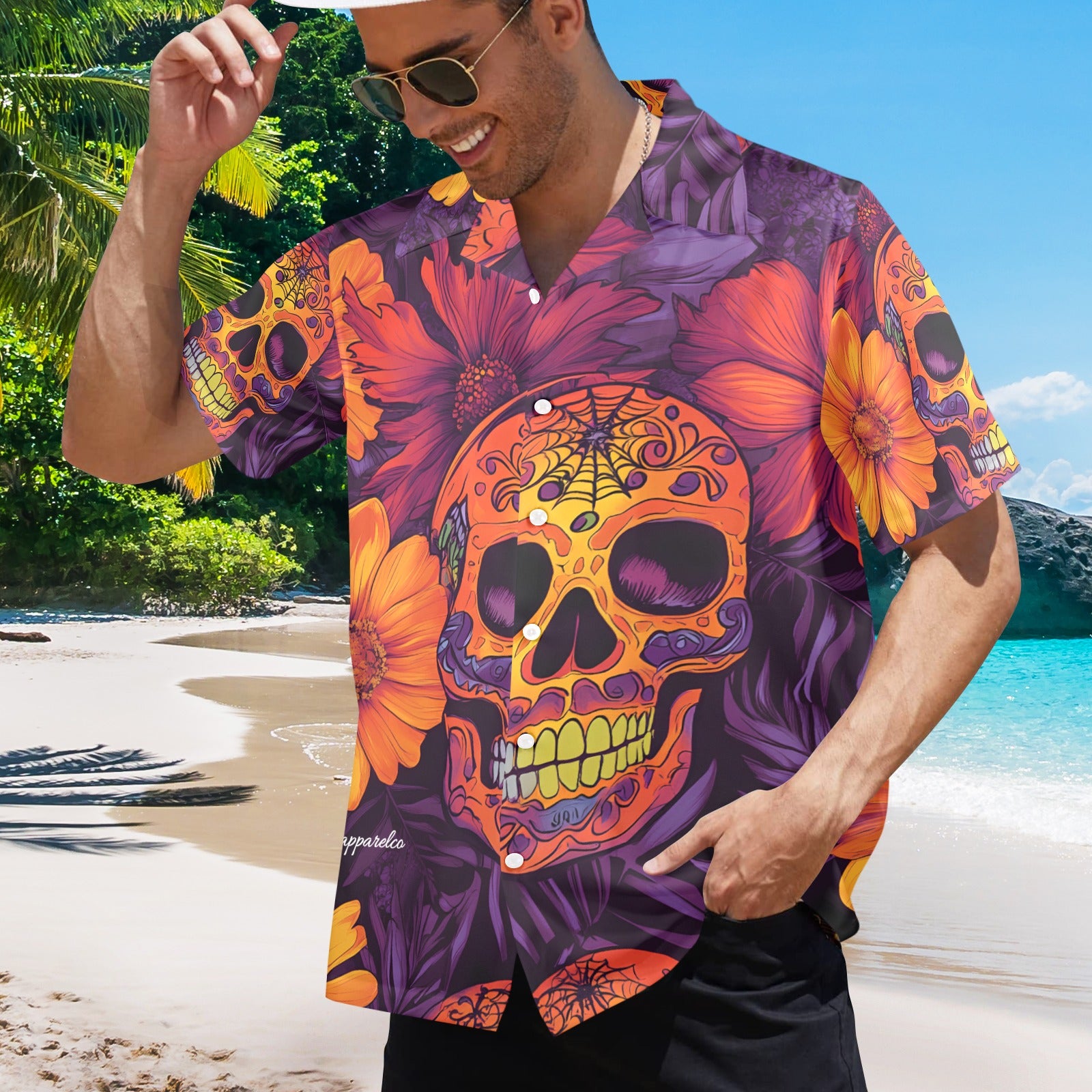 Dia de los Muertos Sunset Men's Hawaiian Shirt