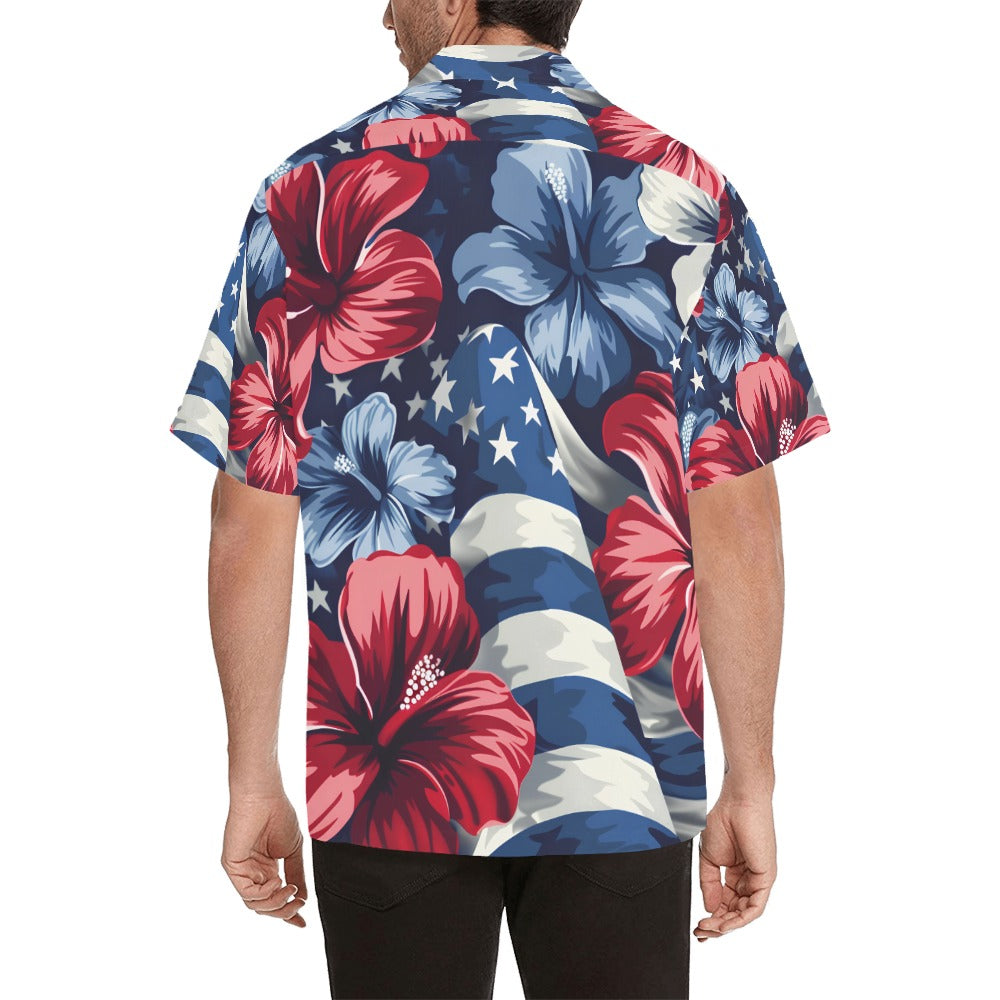 Men's All Over Print Hawaiian Shirt - July 4th Parade - Blue Edition