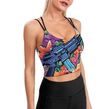 M4 Floral Cropped Yoga Top for Women