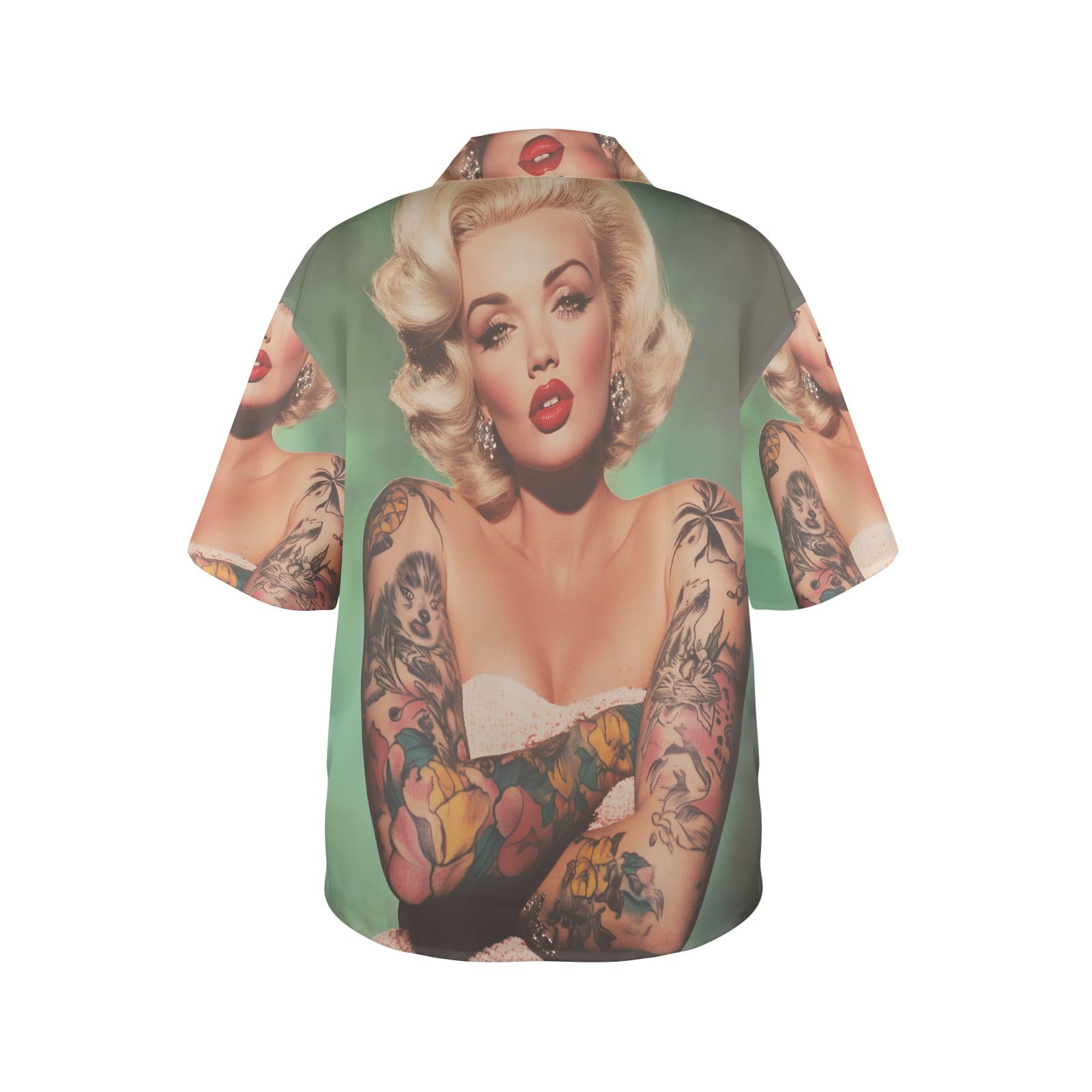 Marilyn Monroe Tatted Chest Piece Women's All Over Print Hawaiian Shirt