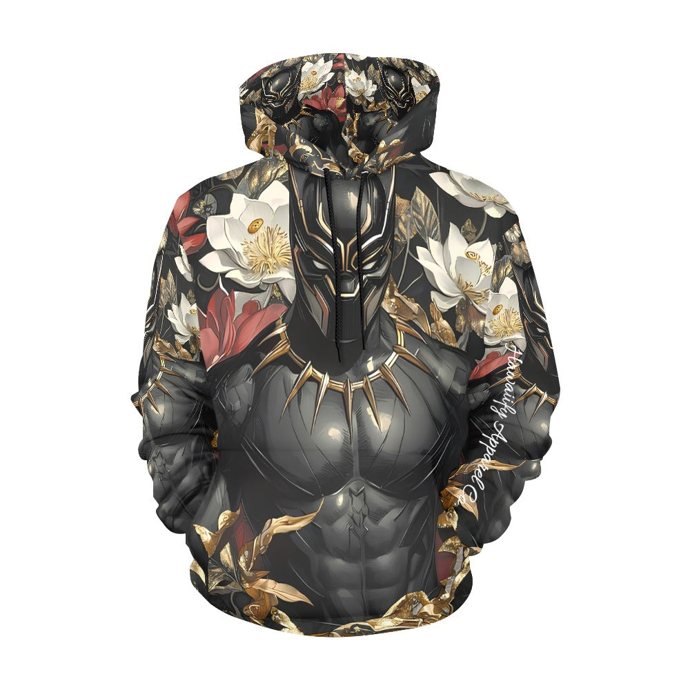 Black Panther Floral Men's All Over Print Hoodie