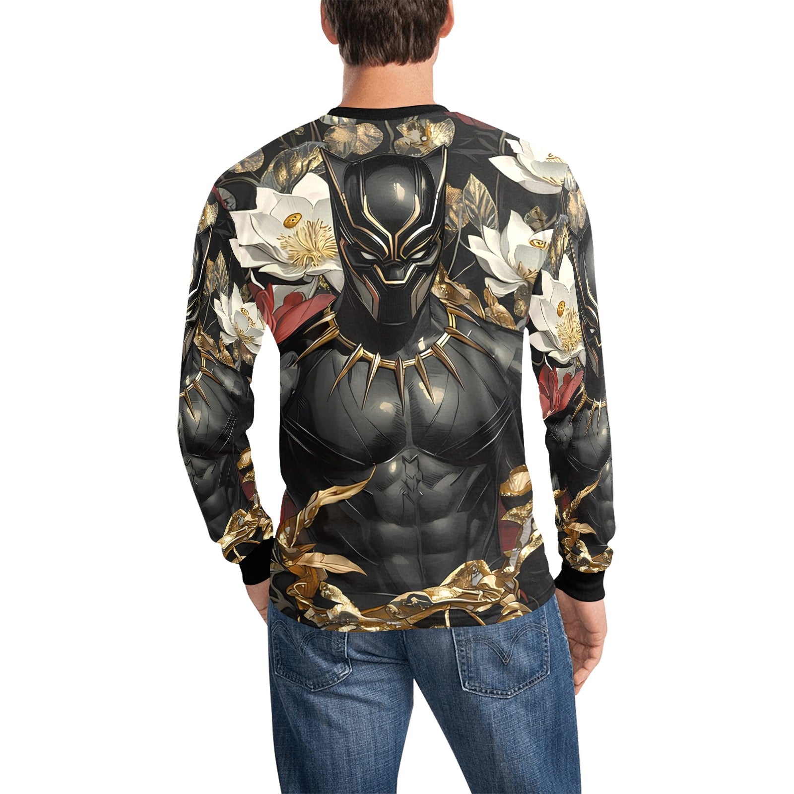 Black Panther Floral Men's Long Sleeve T-shirt