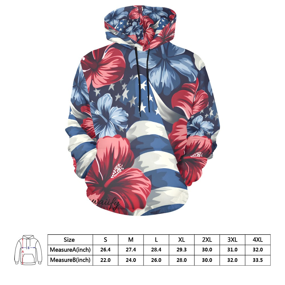 Men's All Over Print Hoodie - July 4th Parade - Blue Edition