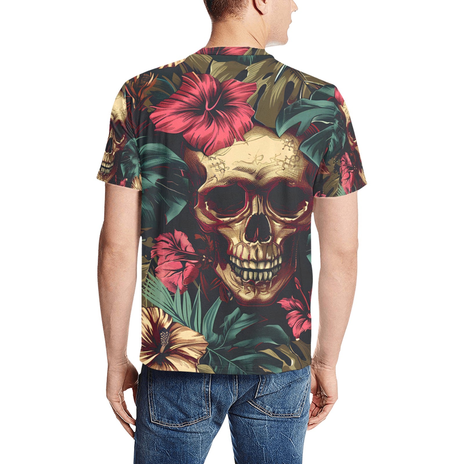 Men's Cotton Dia de los Muertos Skully T-Shirt