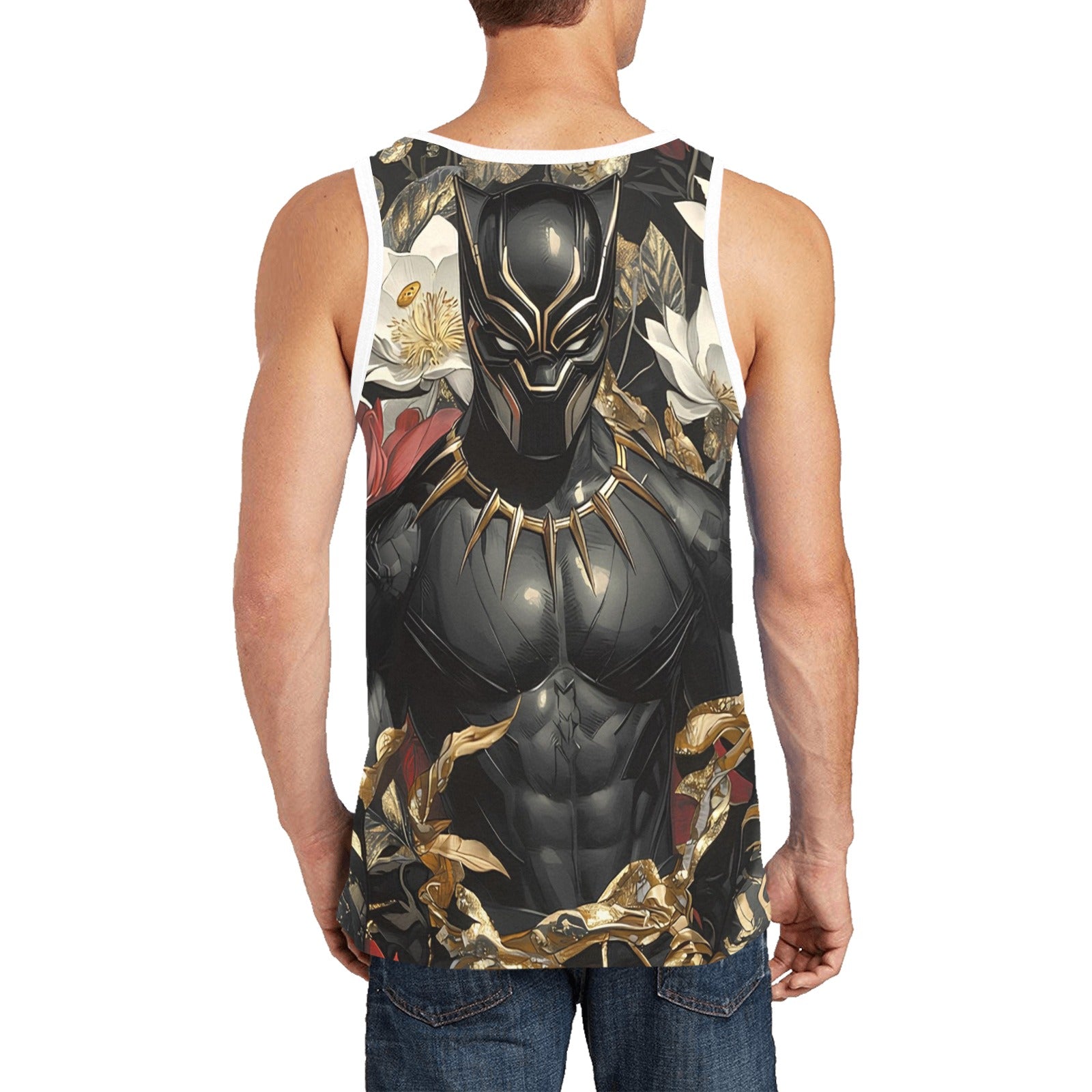 Black Panther Floral Men's Tank Top