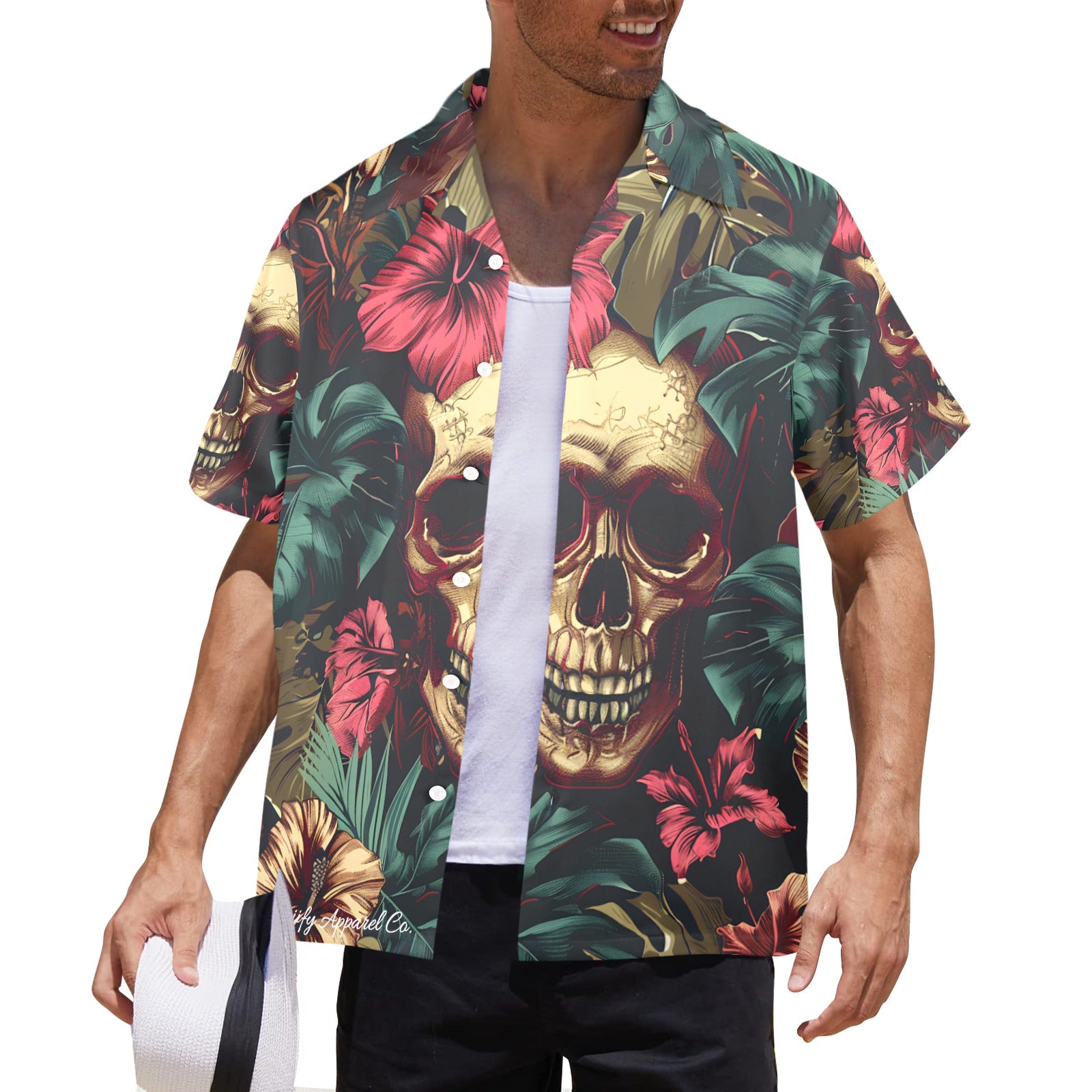 Dia de los Muertos Skully Men's Hawaiian - Made in USA