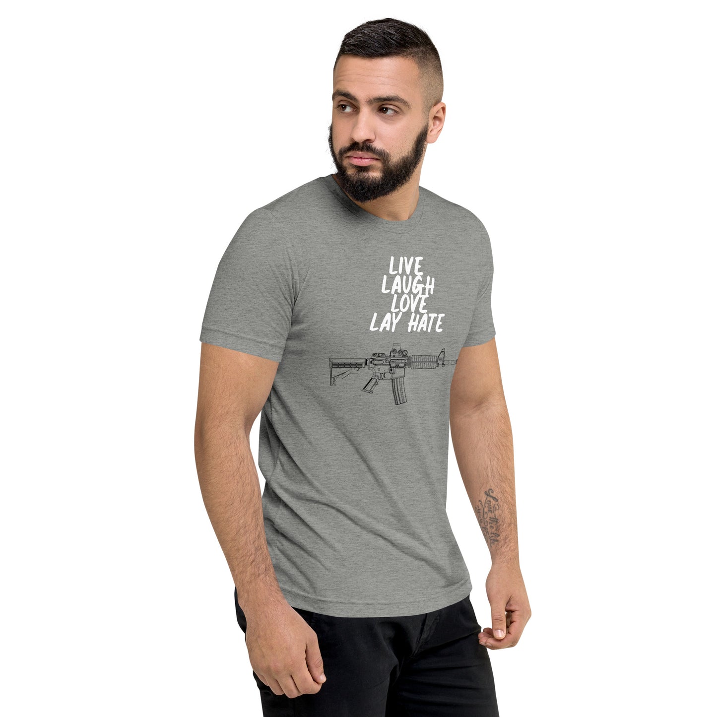 Live, Laugh, Love, Lay Hate M4A1 Athletic Fit T-Shirt