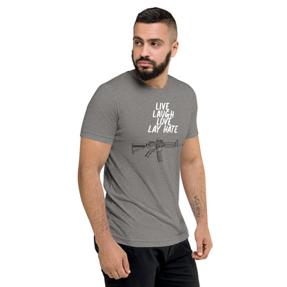 Live, Laugh, Love, Lay Hate M4A1 Athletic Fit T-Shirt