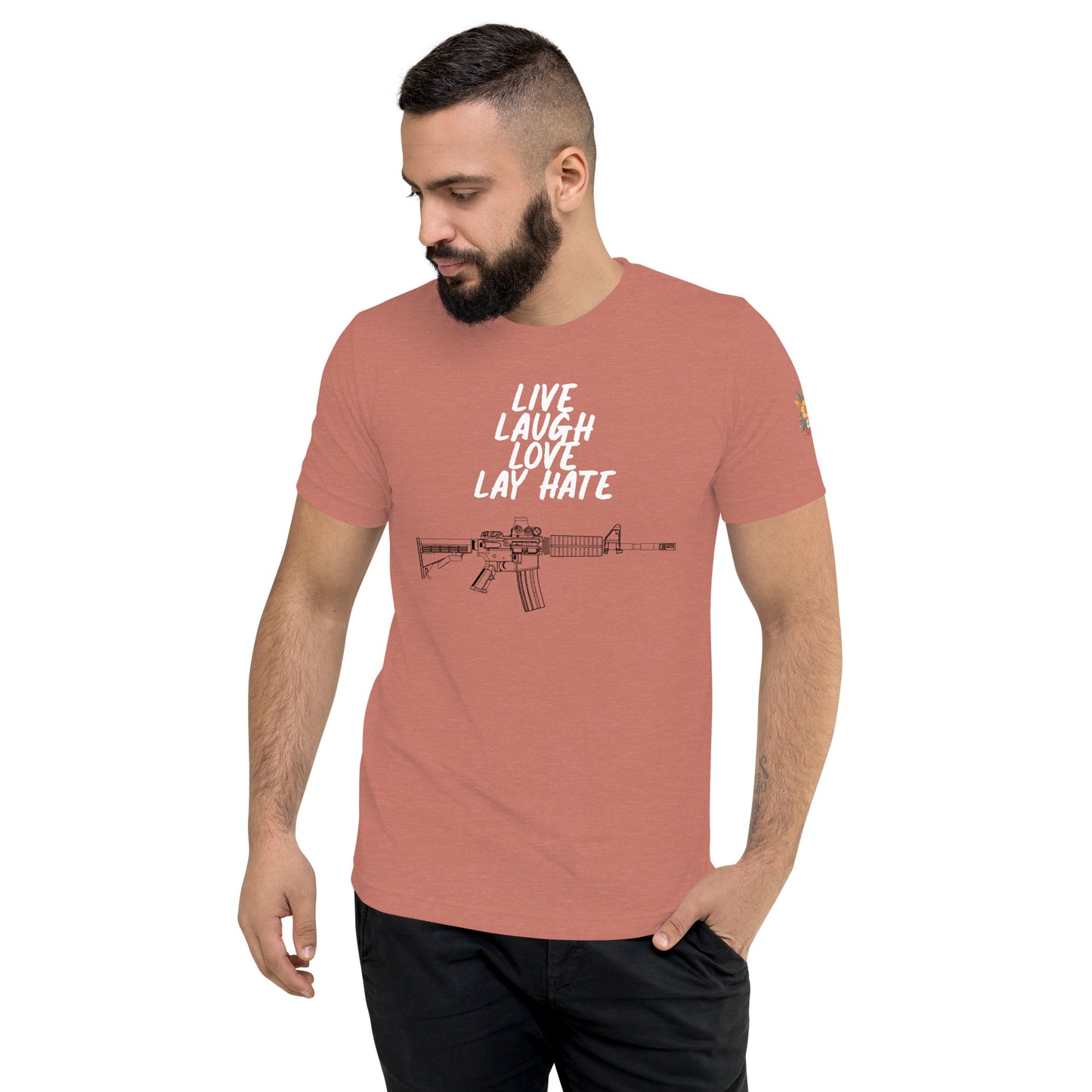 Live, Laugh, Love, Lay Hate M4A1 Athletic Fit T-Shirt