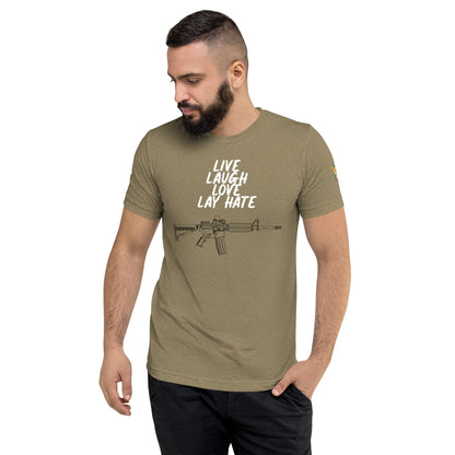 Live, Laugh, Love, Lay Hate M4A1 Athletic Fit T-Shirt